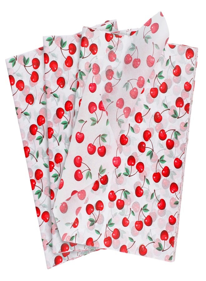 Ethanberg 60 Sheets Gift Wrapping Tissue Paper Bulk, Cherry Fruit Print Tissue Paper for Gift Bags, Decorative Art Papers for DIY Crafts Wedding Birthday Baby Showers Holiday Party Decor, 20x14 Inches - Image 1